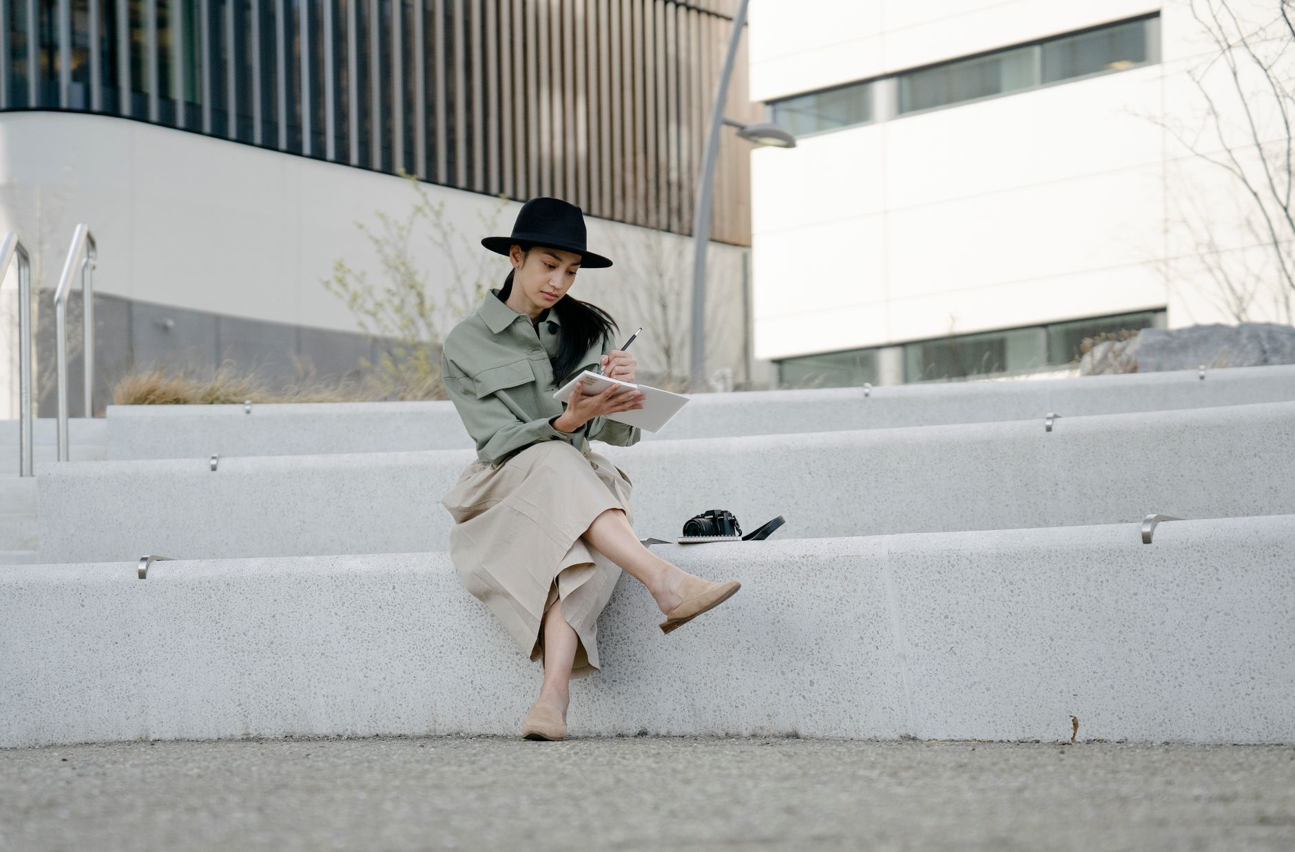 Travel journal editor documenting experiences