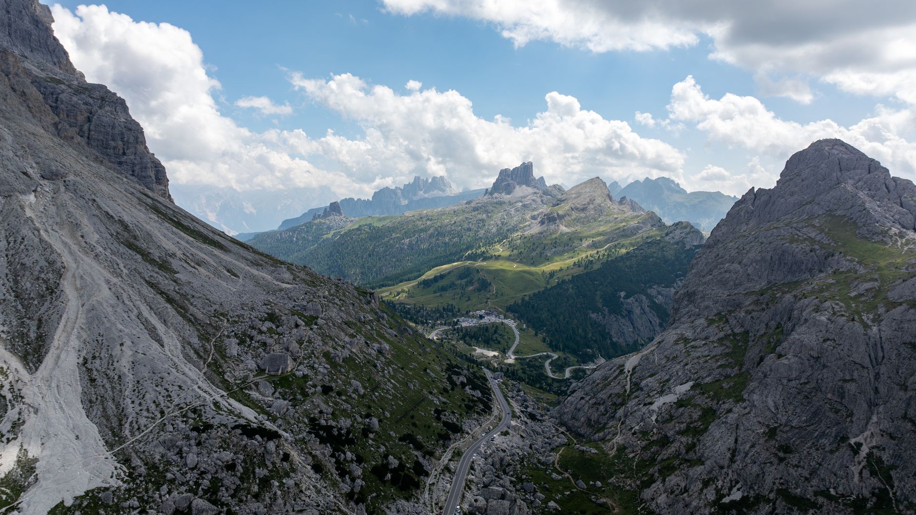Spectacular view over Dolomites ridges